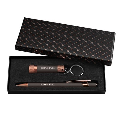 Vector Rose Gold Pen with Flashlight Gift Box Set (Criss-Cross)