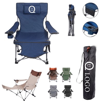 Portable Folding Lounger Chair w/ Side Pocket and Drink Holder