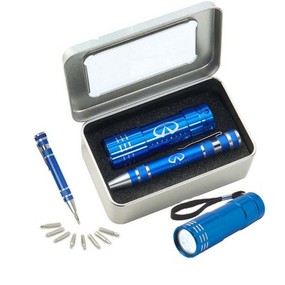 Gift Set With FL05 Stripe Flashlight & KM401 Screwdriver set Black