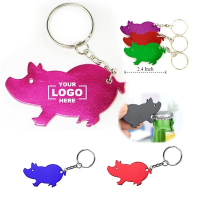 Pig Shape Aluminum Keyring Bottle Opener