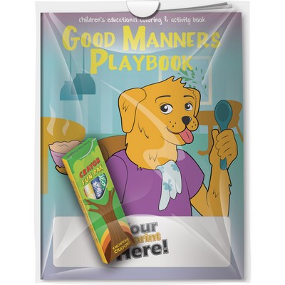 Combo Pack - "Good Manners Playbook" Coloring Book & 4-Pack of Crayon in a Poly Bag