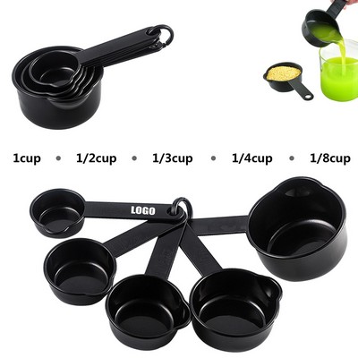 5-in-1 Plastic Black Measuring Cup with Pourer and Volume Marks