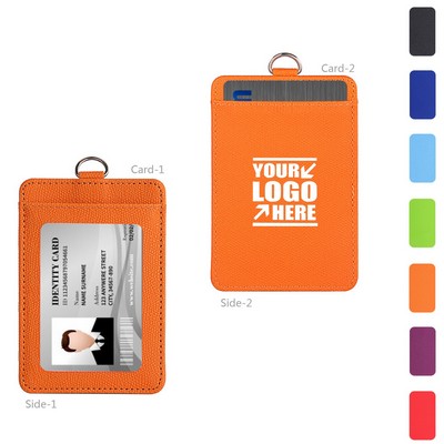 Dual-Side Card Wallet Ultra-Thin Portrait PU Leather ID Holder Compact Front Pocket Sleeve