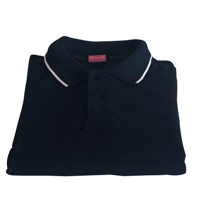 Polo Cotton Airtex Tipped Collar Blue-XS - 5XLT