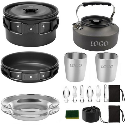 15Pcs Camping Cookware Mess Kit