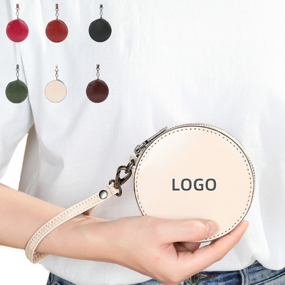 Round Genuine Leather Coin Purse