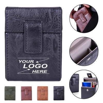 20-Capacity Portable PU Leather Cigarette Case with Lighter Slot