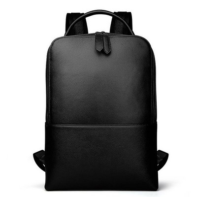 Skald Black Pebbled Leather Backpack (16.5" x 12.2" x 4.5")