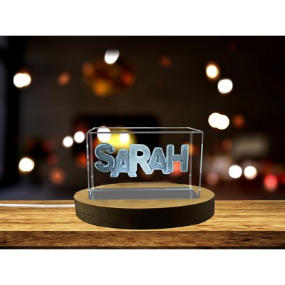 Sarah 3D Engraved Crystal Trophy Award w/LED Base - Personalized Recognition Art