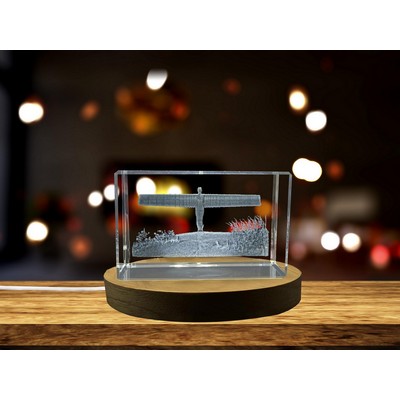 Angel of the North 3D Engraved Crystal Trophy w/LED Base - Exquisite British Sculpture