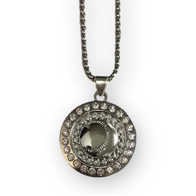 1.25" Circle Pendant Necklace And Baseball
