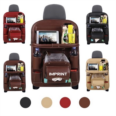 Car Backseat Pu Leather Storage Organizer