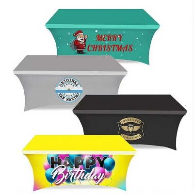 6' Custom Stretch Tablecloth Full Print Spandex Cover With Zipper 280GSM