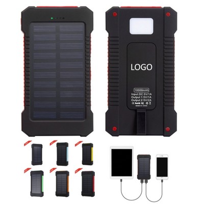 10,000mAh Solar-Powered Bank with Light, Compass, and Clip
