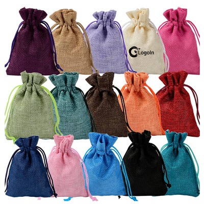 Small Burlap Packing Drawstring Pouch