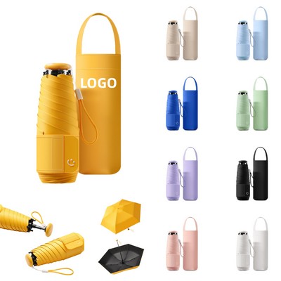 5-Fold Black Glue Coating Umbrella with Handheld Carry Bag