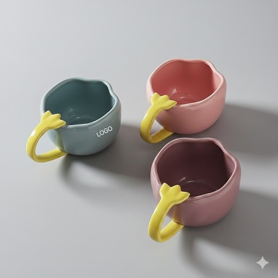 Irregular Tulip Ceramic Coffee Mug Household Water Cup Couple's Set