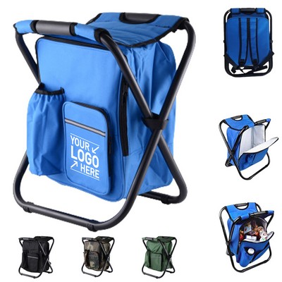 Foldable Camping Stool With Insulated Cooler Bag