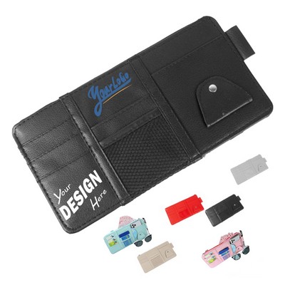 Multi-Functional PU Leather Car Sun Visor Organizer Pouch