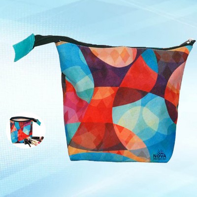 6.25 x 5-Inch Gusset Cotton Cosmetic Pouch with Zipper and Full-Color Custom Design