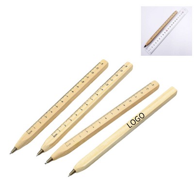 Wooden Ballpoint Pen With Ruler