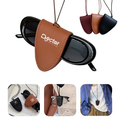 Magnetic Leather Glasses Clip Lanyard Holder