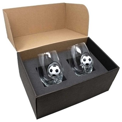Soccer Ball Embedded Wine Glass Gift Set