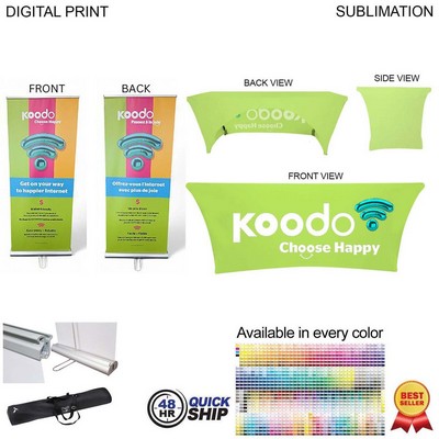 48Hr Quick Ship - Supreme Tradeshow Package, Banner + Stretch fit tablecloth 6'