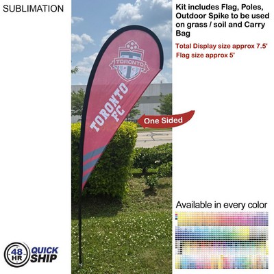 48Hr Quick Ship - 7.5' X-Small Tear Drop Flag Kit, Full Color Graphics One Side
