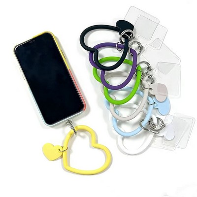 Cute Heart Shape Silicone Phone Wrist Strap Anti-lost Lanyard