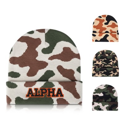 Camouflage Pattern Acrylic Cuffed Beanie