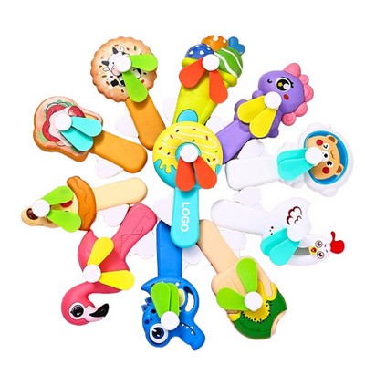 Cute Cartoon Hand Press Fan, Manual Mini Fan for Kids