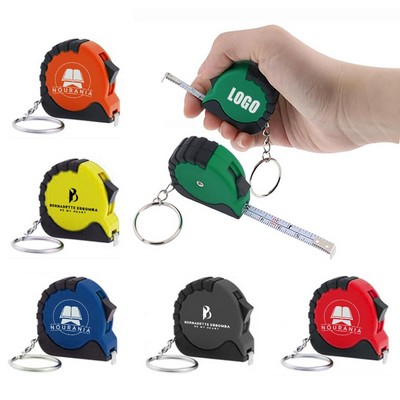 Mini Tape Measure Keychain – 3' Custom Logo Measuring Tape with Key Ring and Push Button Retractab