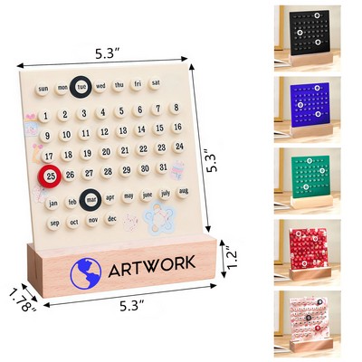 Space-Saving Wooden Desk Perpetual Calendar