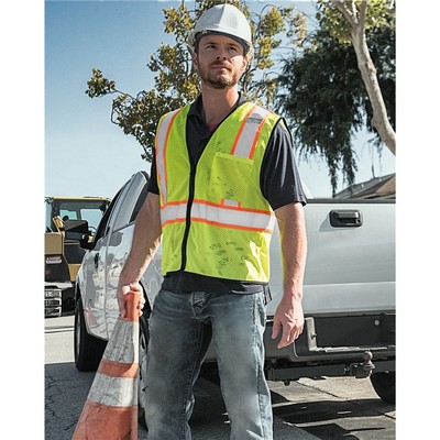 Kishigo Unisex Economy Contrasting Vest With Zippered Front - 1527-1528