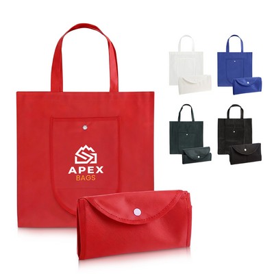 Compact Foldable Non-Woven Tote with Snap Closure