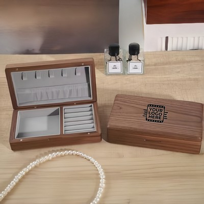 Walnut Wooden Jewelry Organizer Travel Storage Case