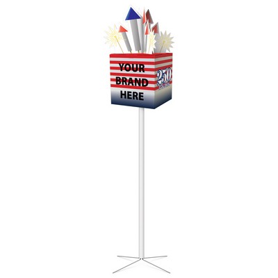 72" h x 28" w 250th Birthday BOX with FIREWORKS Pole Display