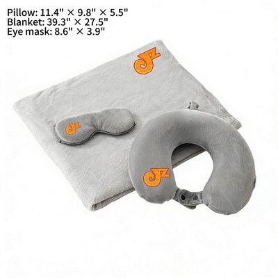3In1 Memory Foam U Shaped Pillow & Blanket & Eye Mask Set