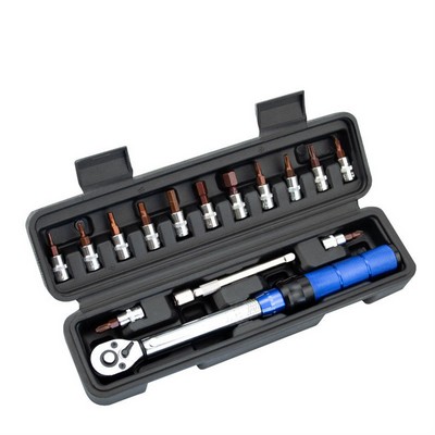 15-Piece Preset Adjustable Torque Wrench Set, High Precision Newton Meter Tool for Bicycle Maintenan
