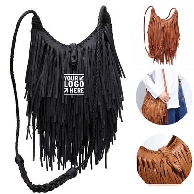 Artisan Woven Tassel Crossbody Purse
