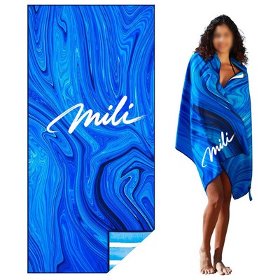 25"x 50" Full Color Sublimated Microfiber Sand Proof Beach Towel