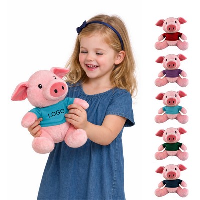 Sitting Pig Plush Toy with Vest
