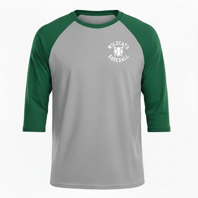 Men's Baseball Tee Classic 3/4 With Heather Gray Body
