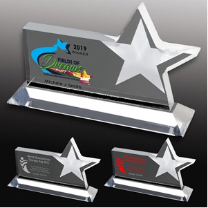 Screen Printed Horizontal Star Award (9"x 5 1/2"x 3/4")
