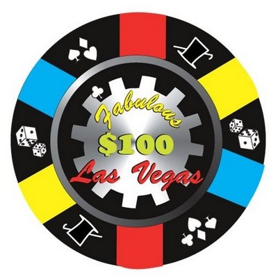 Las Vegas $100 Poker Chip Maxi Magnet (12 Square Inch)