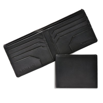 Ashlin® Designer Men's Alvin Midnight Black 8 Pocket Slim Bi-Fold Wallet