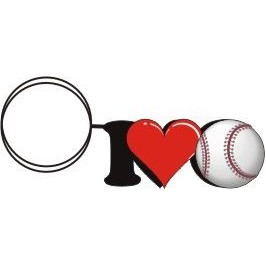 I Love Baseball Gift Shop Key Chain w/Clear Mirrored Back (4 Square Inch)