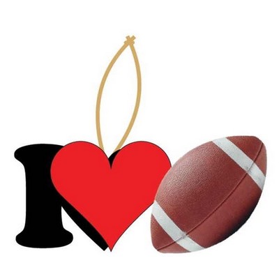 I Love Football Ornament w/ Clear Mirrored Back (6 Square Inch)