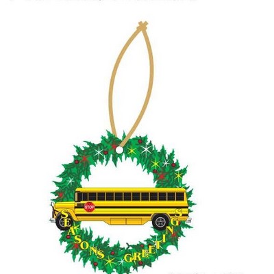School Bus Executive Wreath Ornament w/ Mirrored Back (8 Square Inch)